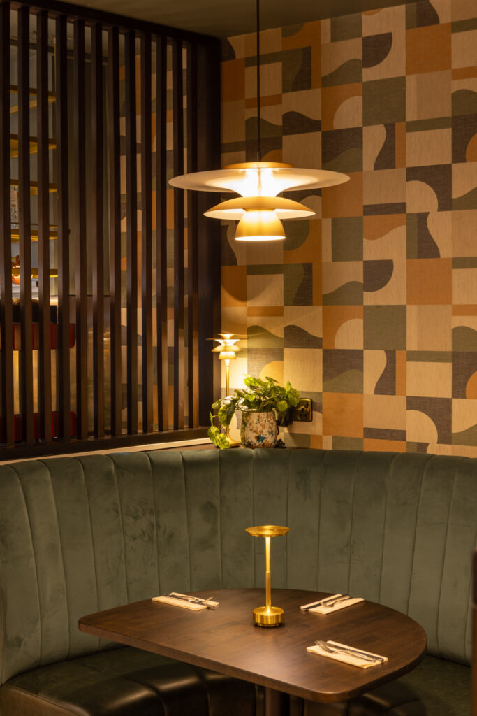 IMG_5592-scaled Upholstered booth seating with luxury interior fabrics, The Peppermill Restaurant Nenagh Tipperary, by The Design Barn, County Galway